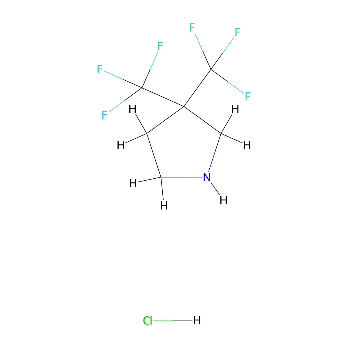 3,3-Bis(trifluoromethyl)pyrrolidine hydrochloride molecular structure, CAS 1315368-84-3