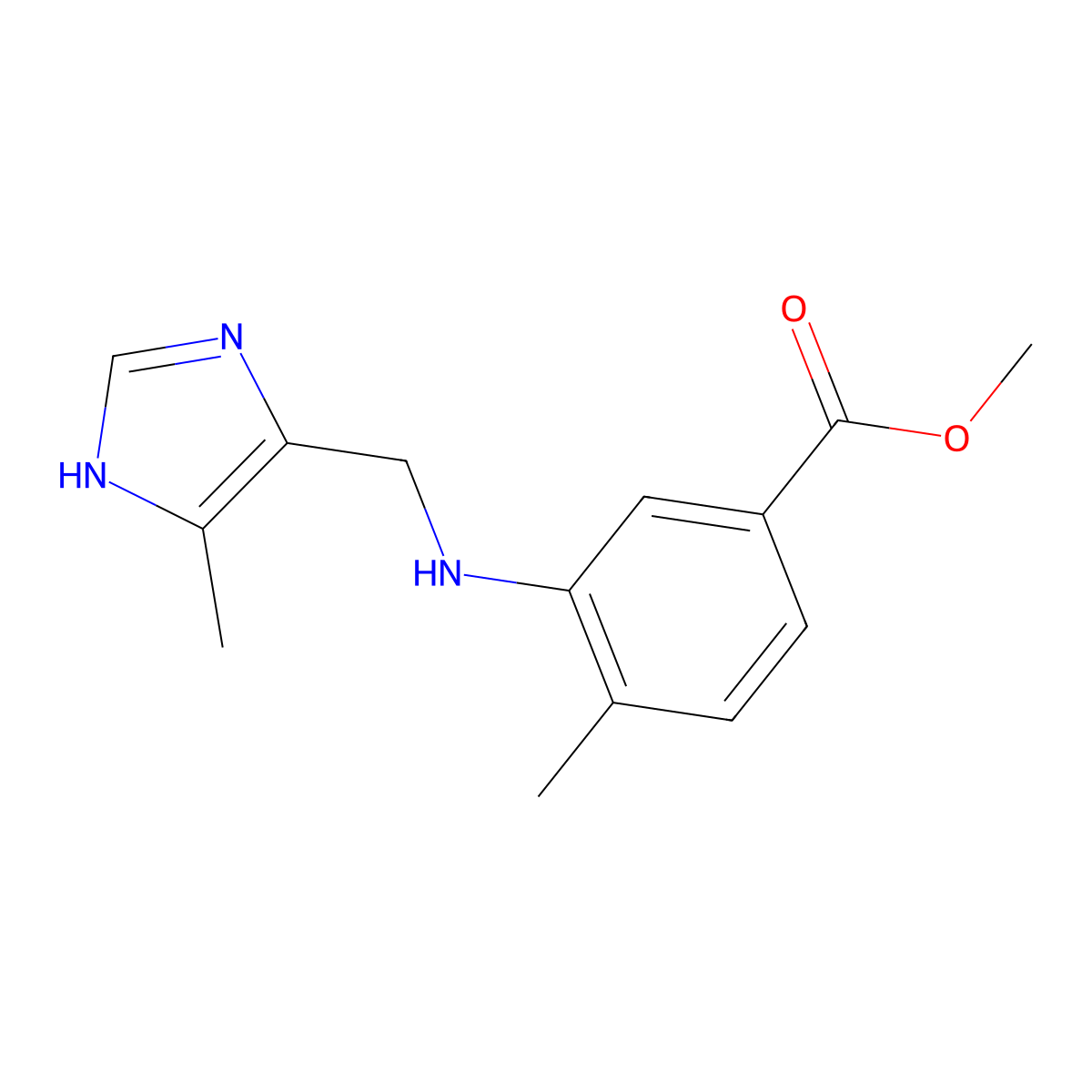methyl 4-methyl-3-(((4-methyl-1H-imidazol-5-yl)methyl)amino)benzoate molecular structure, CAS 1315368-87-6