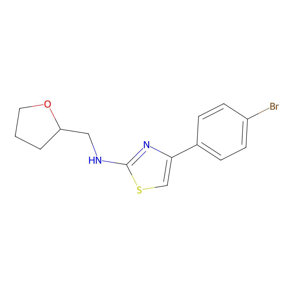 4-(4-bromophenyl)-N-(oxolan-2-ylmethyl)-1,3-thiazol-2-amine molecular structure, CAS 1315368-89-8
