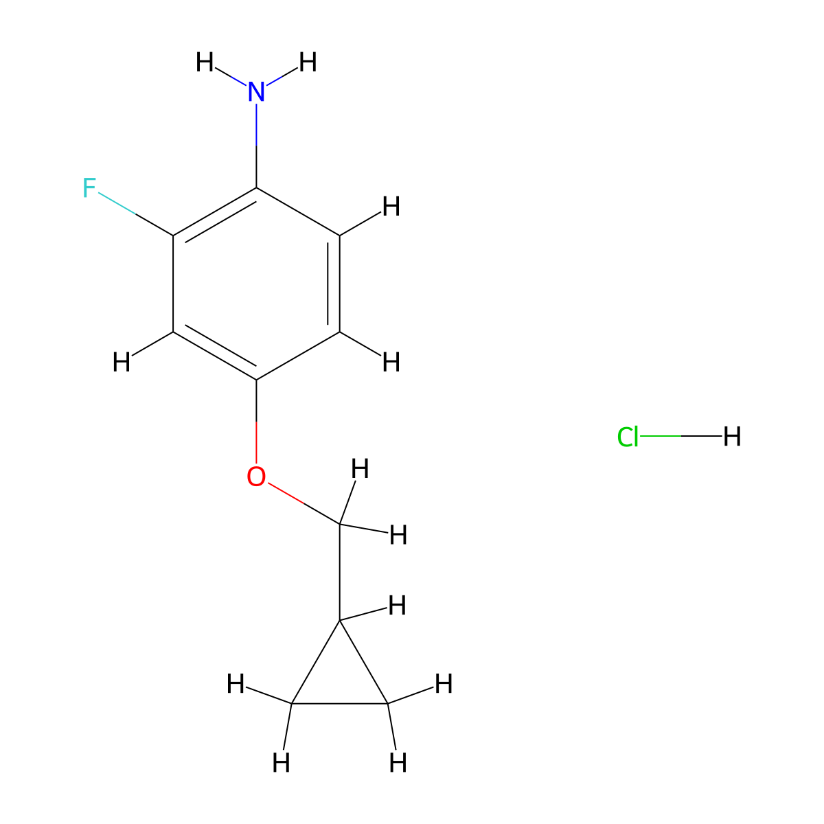 4-(Cyclopropylmethoxy)-2-fluoroaniline hydrochloride molecular structure, CAS 1315369-05-1