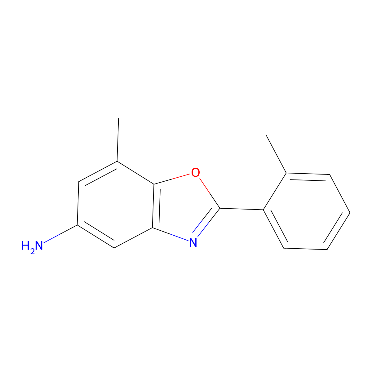 7-Methyl-2-(2-methylphenyl)-1,3-benzoxazol-5-amine molecular structure, CAS 1315371-10-8