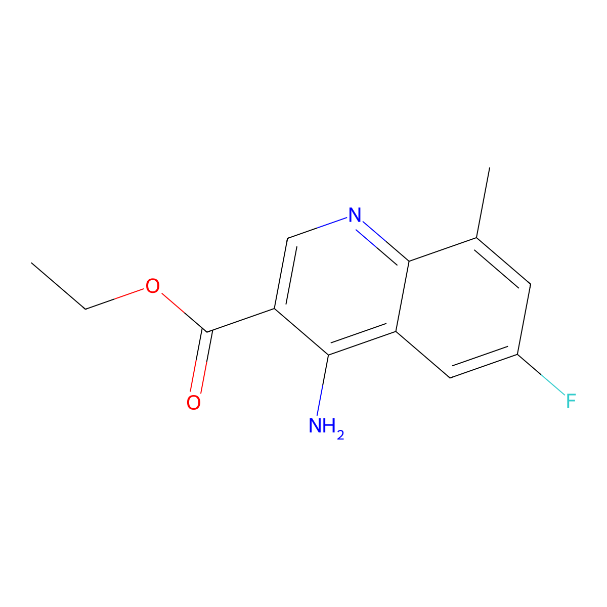 Ethyl 4-amino-6-fluoro-8-methylquinoline-3-carboxylate molecular structure, CAS 1315371-28-8