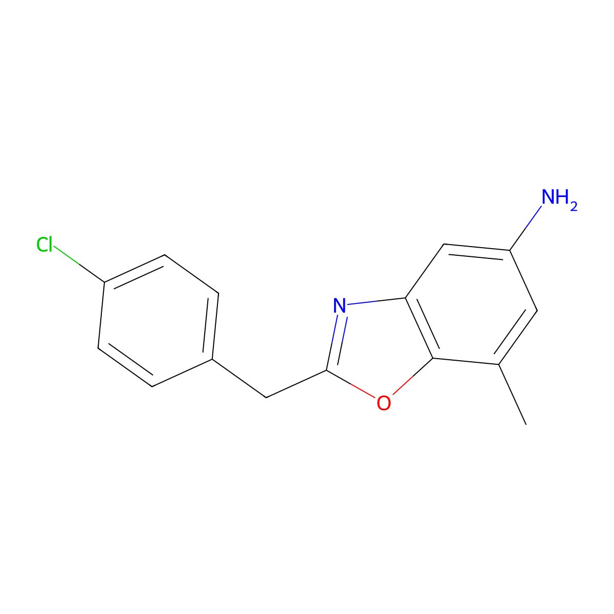 2-(4-Chlorobenzyl)-7-methyl-1,3-benzoxazol-5-amine molecular structure, CAS 1315371-55-1