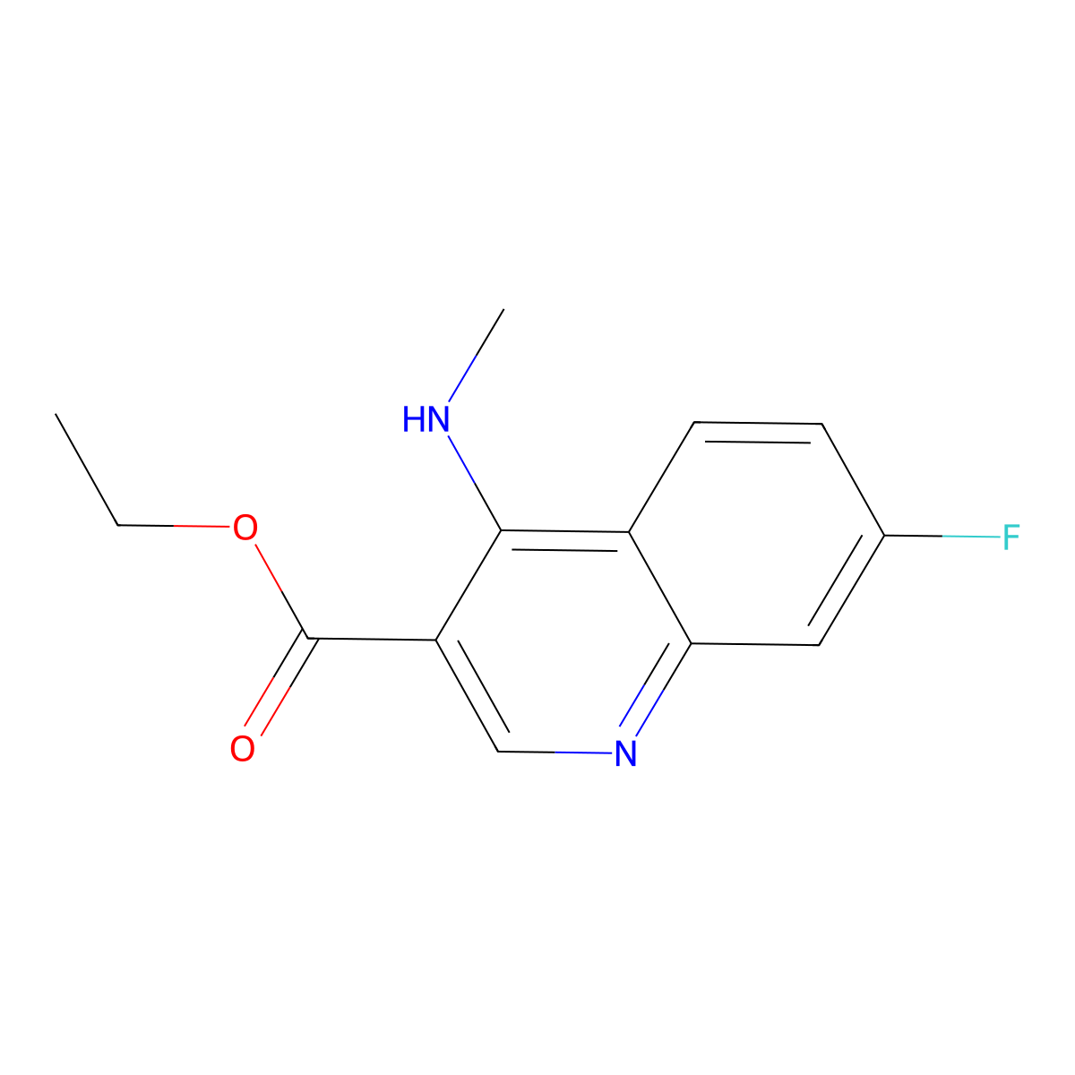 Ethyl 7-fluoro-4-(methylamino)quinoline-3-carboxylate molecular structure, CAS 1315372-39-4