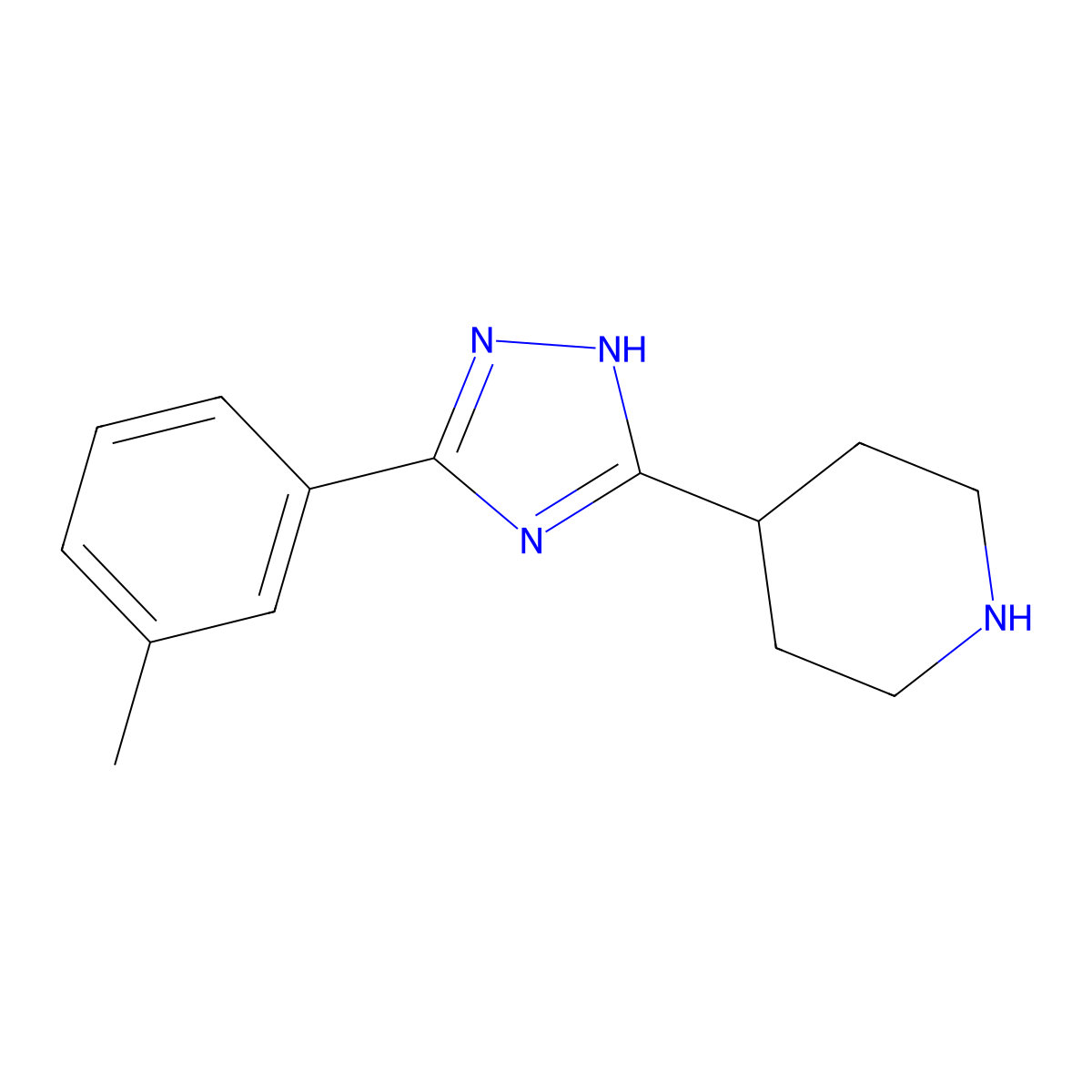 4-(3-(m-Tolyl)-1H-1,2,4-triazol-5-yl)piperidine molecular structure, CAS 1315372-41-8