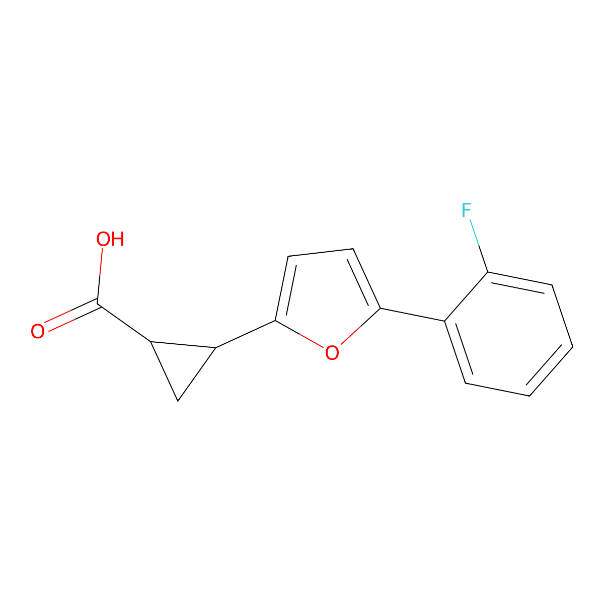 2-(5-(2-Fluorophenyl)furan-2-yl)cyclopropanecarboxylic acid molecular structure, CAS 1315372-59-8