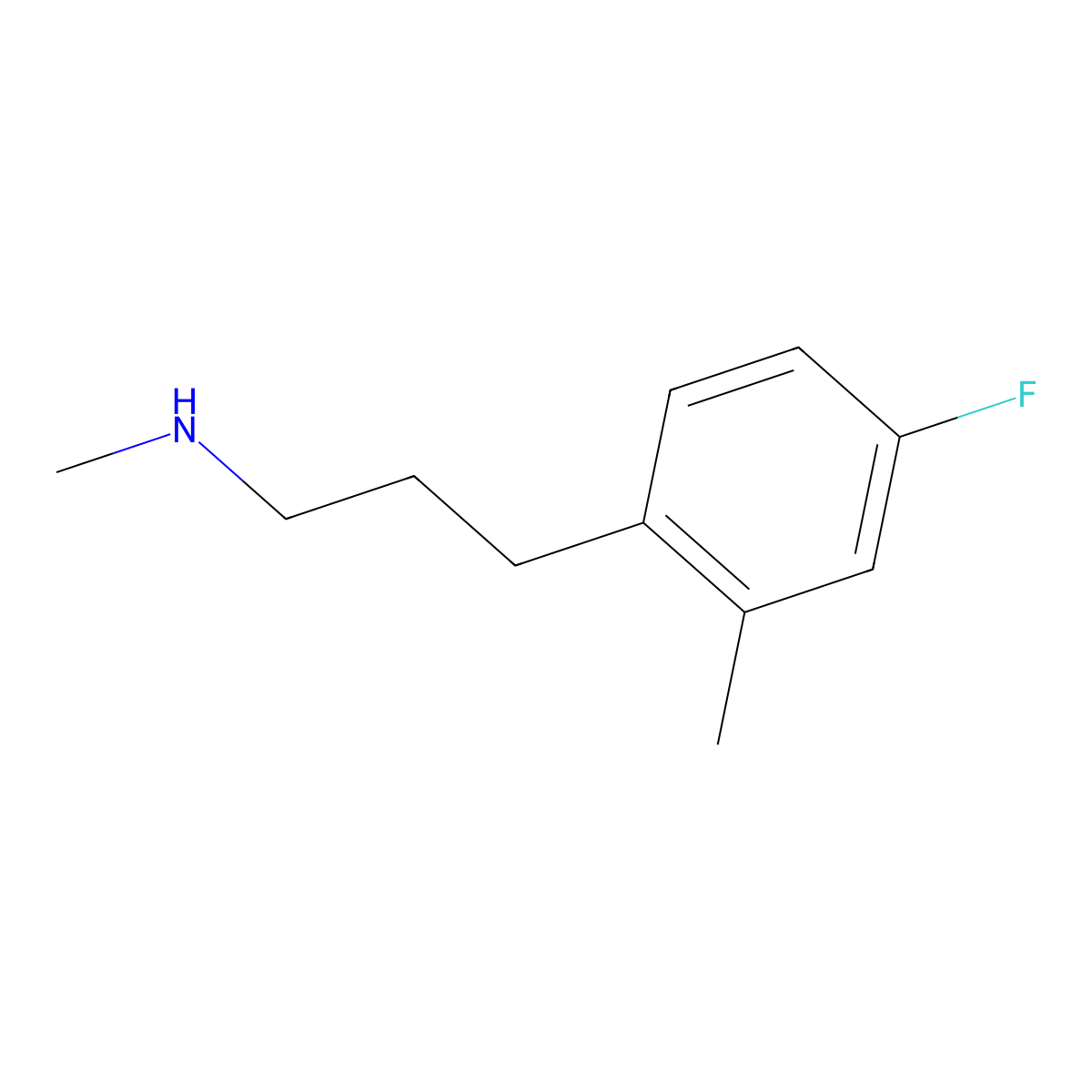 3-(4-fluoro-2-methylphenyl)-N-methylpropan-1-amine molecular structure, CAS 1315372-66-7