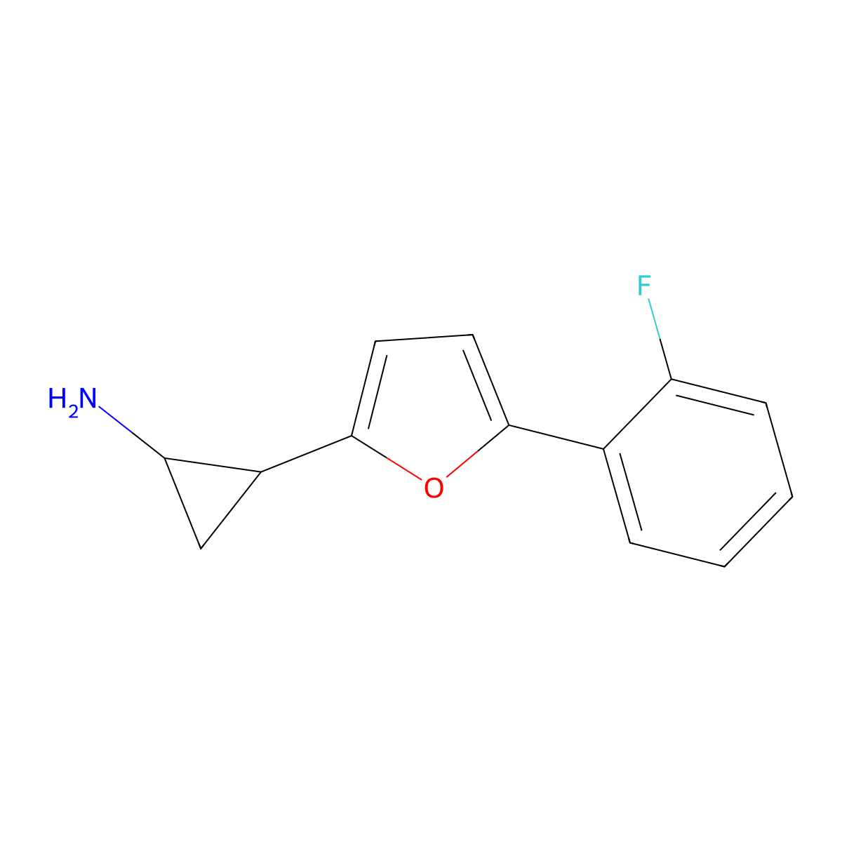 2-(5-(2-Fluorophenyl)furan-2-yl)cyclopropanamine molecular structure, CAS 1315372-69-0