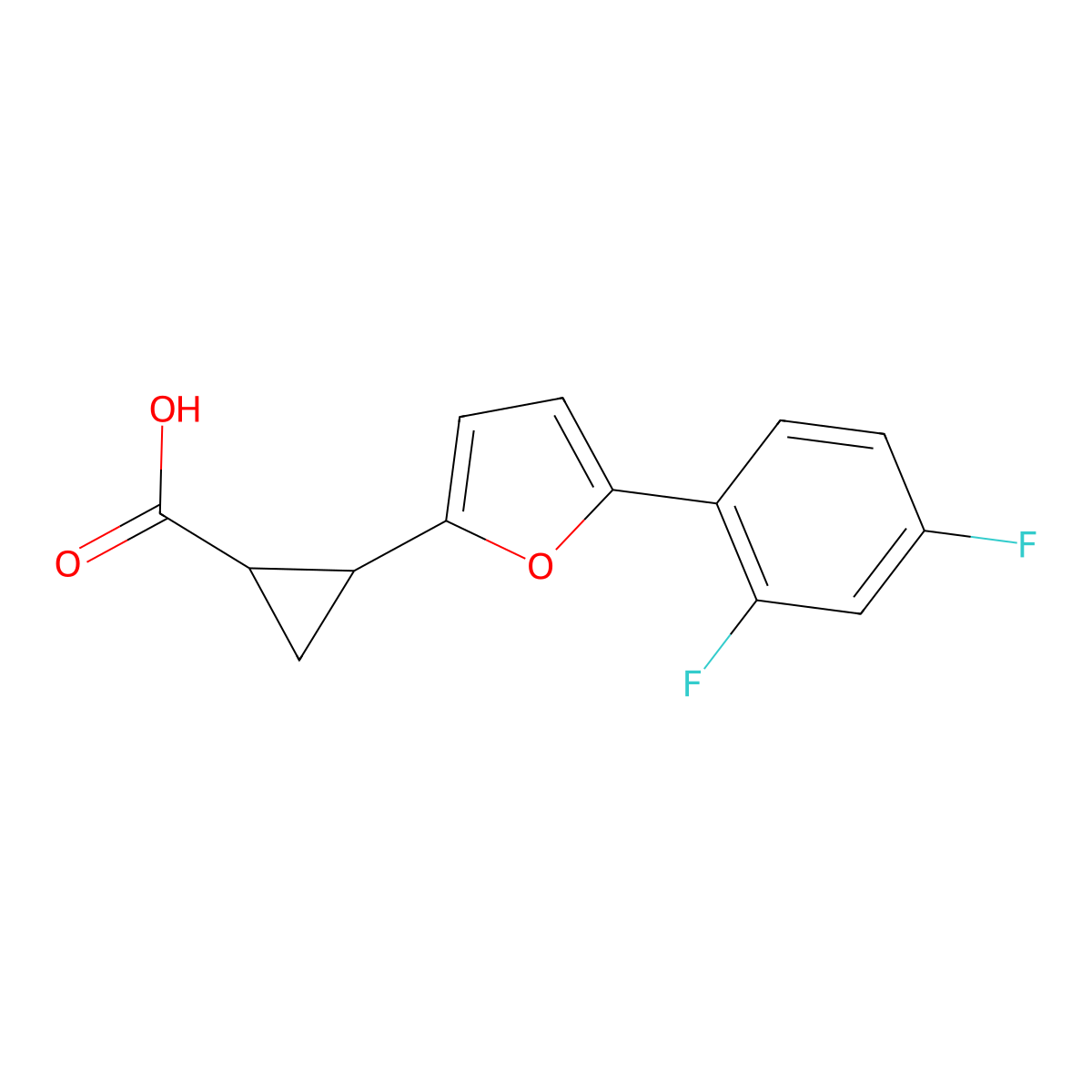 2-(5-(2,4-Difluorophenyl)furan-2-yl)cyclopropanecarboxylic acid molecular structure, CAS 1315372-83-8