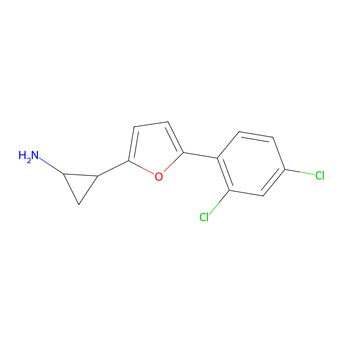 2-(5-(2,4-Dichlorophenyl)furan-2-yl)cyclopropanamine molecular structure, CAS 1315372-92-9