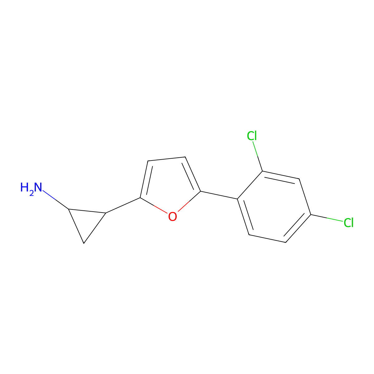 2-(5-(2,4-Dichlorophenyl)furan-2-yl)cyclopropanamine molecular structure, CAS 1315372-92-9