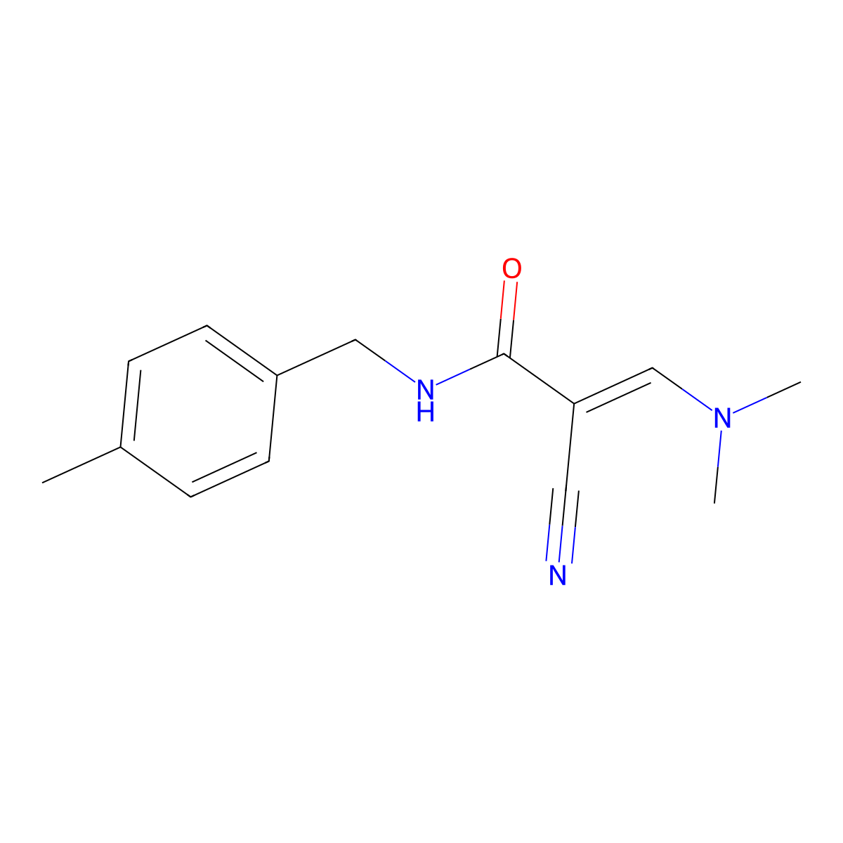 2-cyano-3-(dimethylamino)-N-[(4-methylphenyl)methyl]prop-2-enamide molecular structure, CAS 1315376-74-9