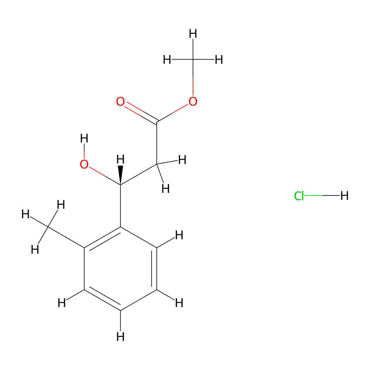 methyl (3R)-3-hydroxy-3-(2-methylphenyl)propanoate hydrochloride molecular structure, CAS 1315378-63-2
