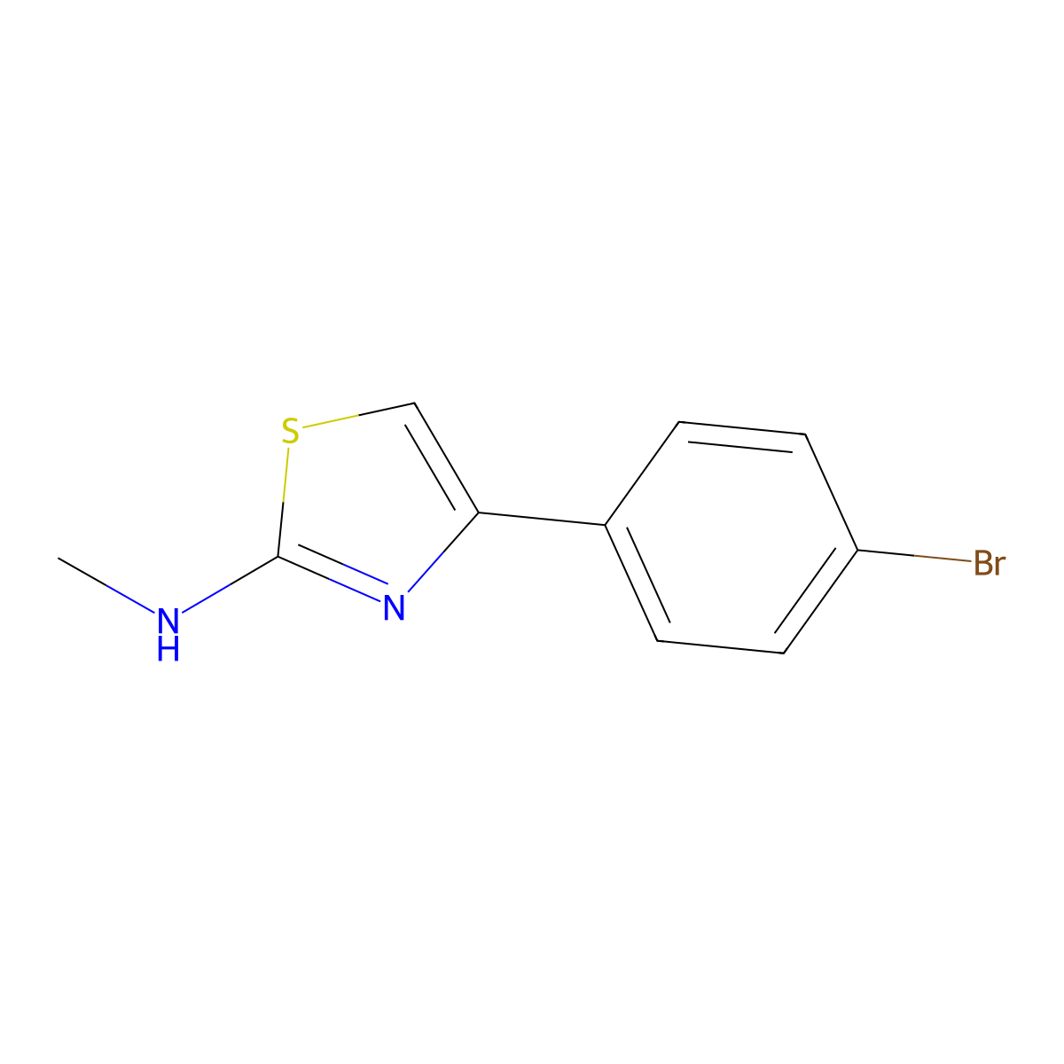 4-(4-bromophenyl)-N-methyl-1,3-thiazol-2-amine molecular structure, CAS 131542-49-9