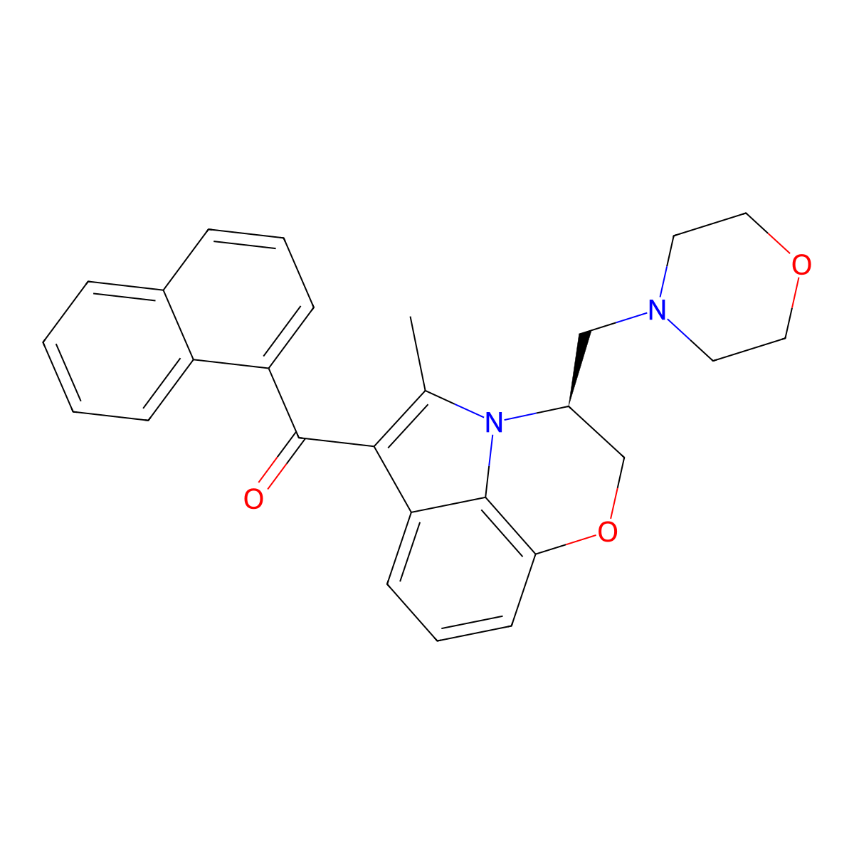 Methanone, (2,3-dihydro-5-methyl-3-(4-morpholinylmethyl)pyrrolo(1,2,3-de)-1,4-benzoxazin-6-yl)-1-naphthalenyl-, (S)- molecular structure, CAS 131543-24-3
