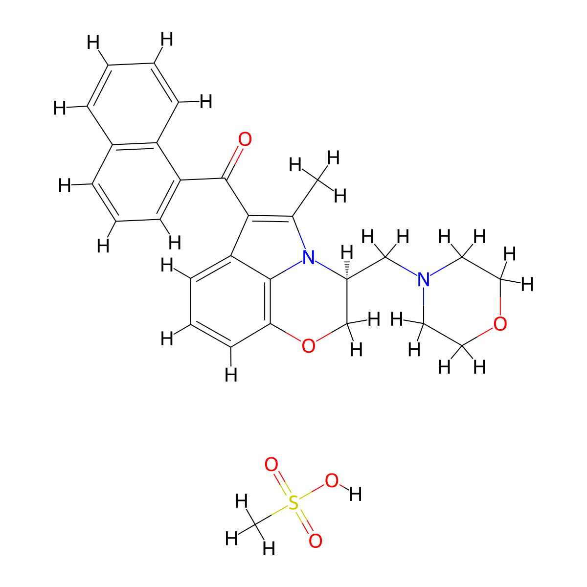S(-)-WIN 55,212-3 mesylate salt molecular structure, CAS 131543-25-4
