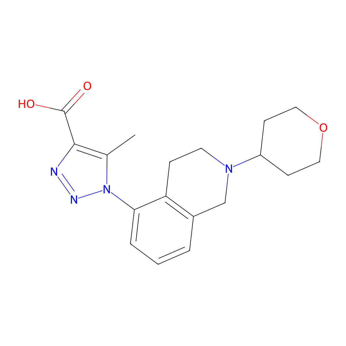 5-Methyl-1-(2-(tetrahydro-2H-pyran-4-yl)-1,2,3,4-tetrahydroisoquinolin-5-yl)-1H-1,2,3-triazole-4-carboxylic acid molecular structure, CAS 1315449-57-0