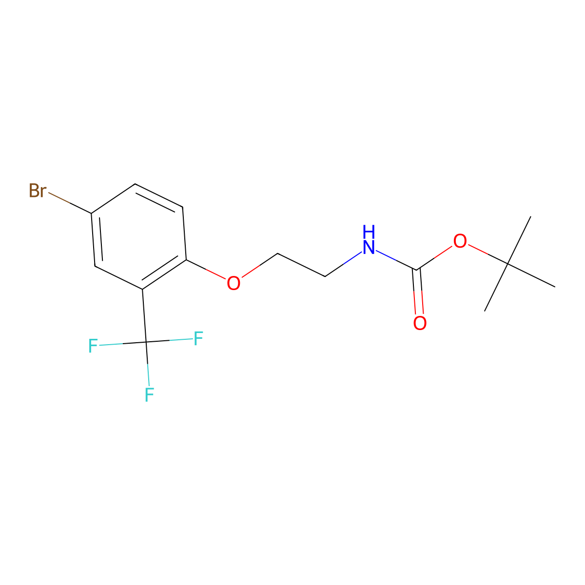 Tert-butyl 2-(4-bromo-2-(trifluoromethyl)phenoxy)ethylcarbamate molecular structure, CAS 1315465-28-1