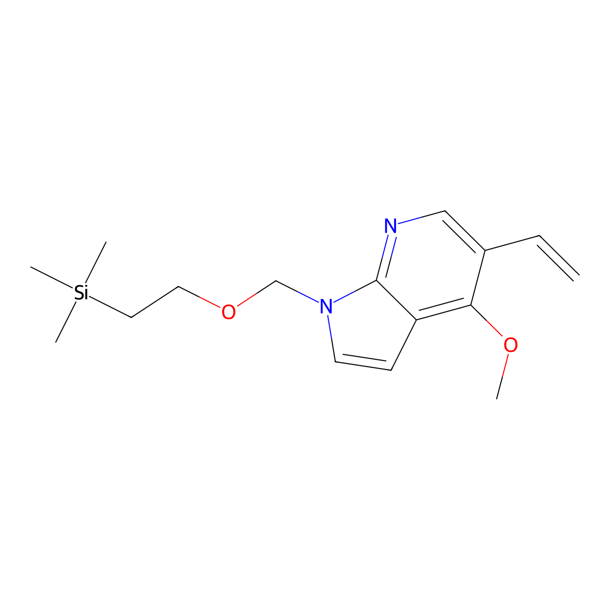 4-methoxy-1-((2-(trimethylsilyl)ethoxy)methyl)-5-vinyl-1H-pyrrolo[2,3-b]pyridine molecular structure, CAS 1315466-96-6