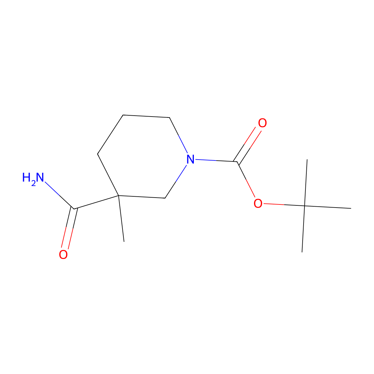 Tert-butyl 3-carbamoyl-3-methylpiperidine-1-carboxylate molecular structure, CAS 1315499-97-8