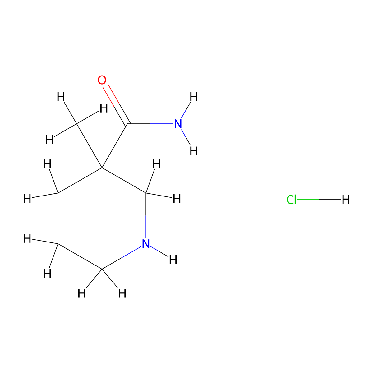 3-Methyl-3-piperidinecarboxamide hydrochloride molecular structure, CAS 1315499-98-9