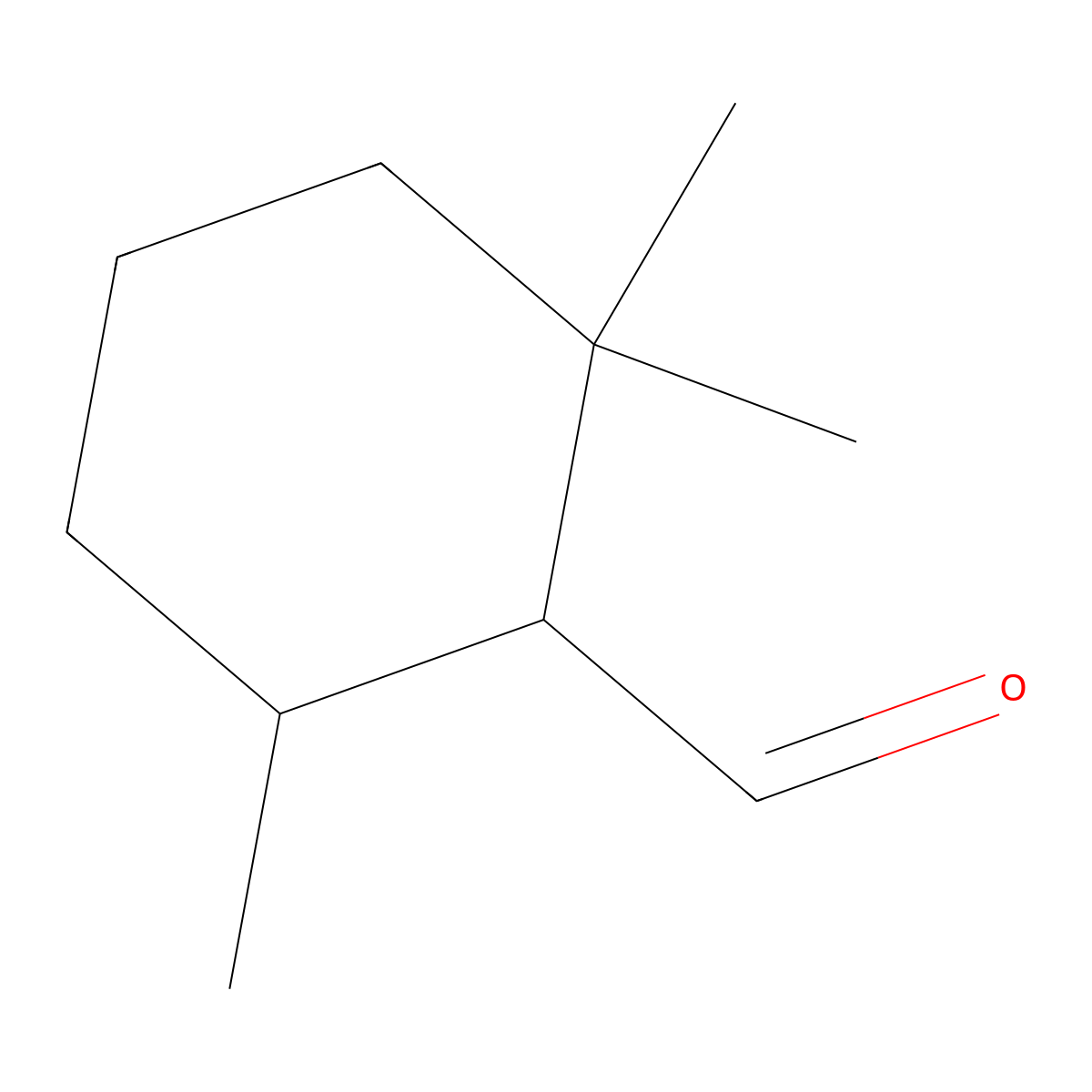 Cyclohexanecarboxaldehyde, 2,2,6-trimethyl- molecular structure, CAS 13155-57-2