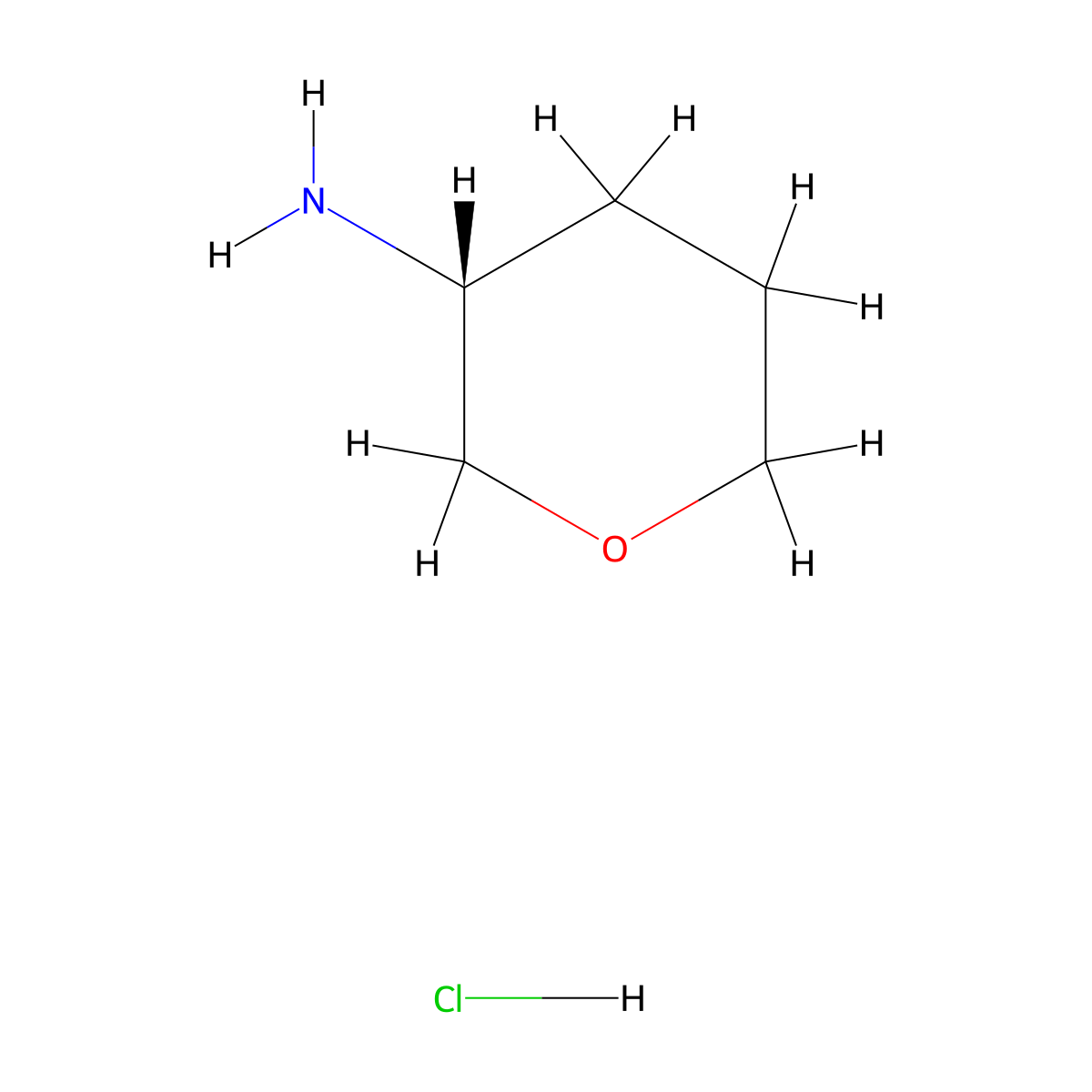 (3R)-oxan-3-amine hydrochloride molecular structure, CAS 1315500-31-2