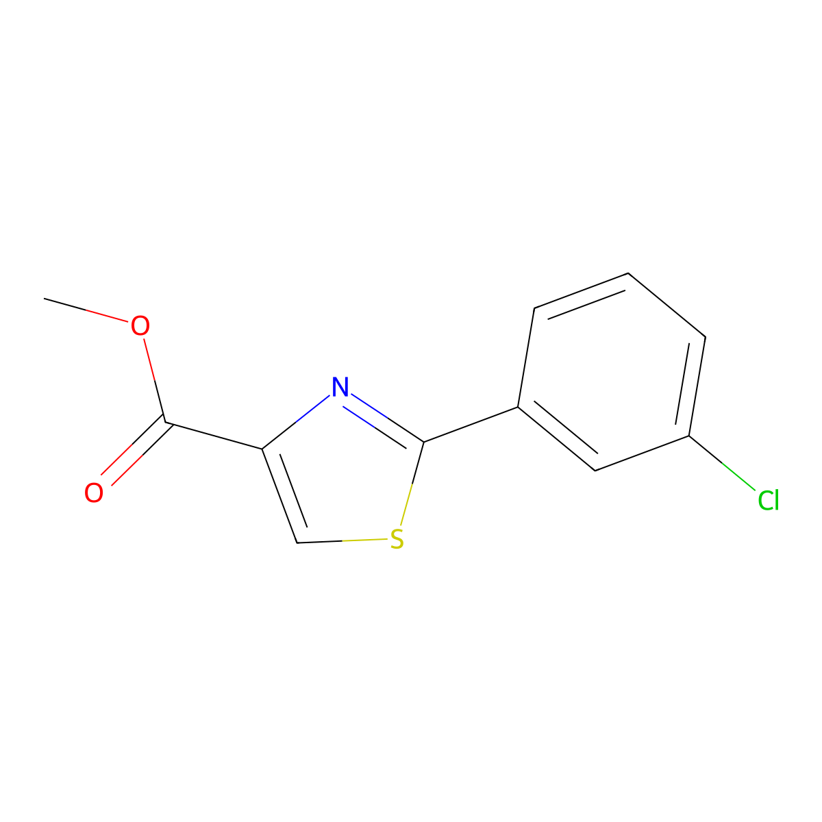 Methyl 2-(3-chlorophenyl)thiazole-4-carboxylate molecular structure, CAS 1315510-12-3