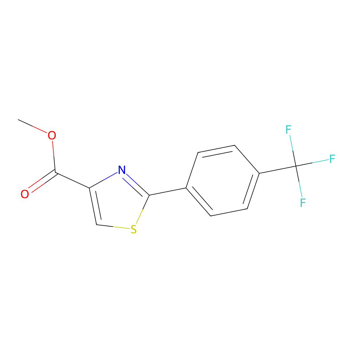 Methyl 2-(4-(trifluoromethyl)phenyl)thiazole-4-carboxylate molecular structure, CAS 1315510-13-4
