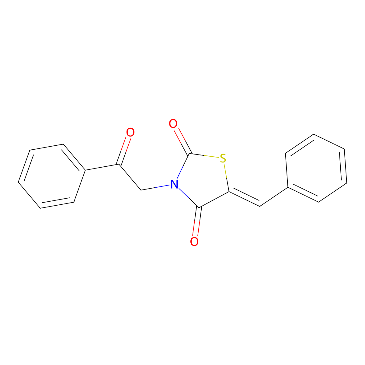 3-(2-Oxo-2-phenylethyl)-5-(phenylmethylene)-2,4-thiazolidinedione molecular structure, CAS 131554-62-6