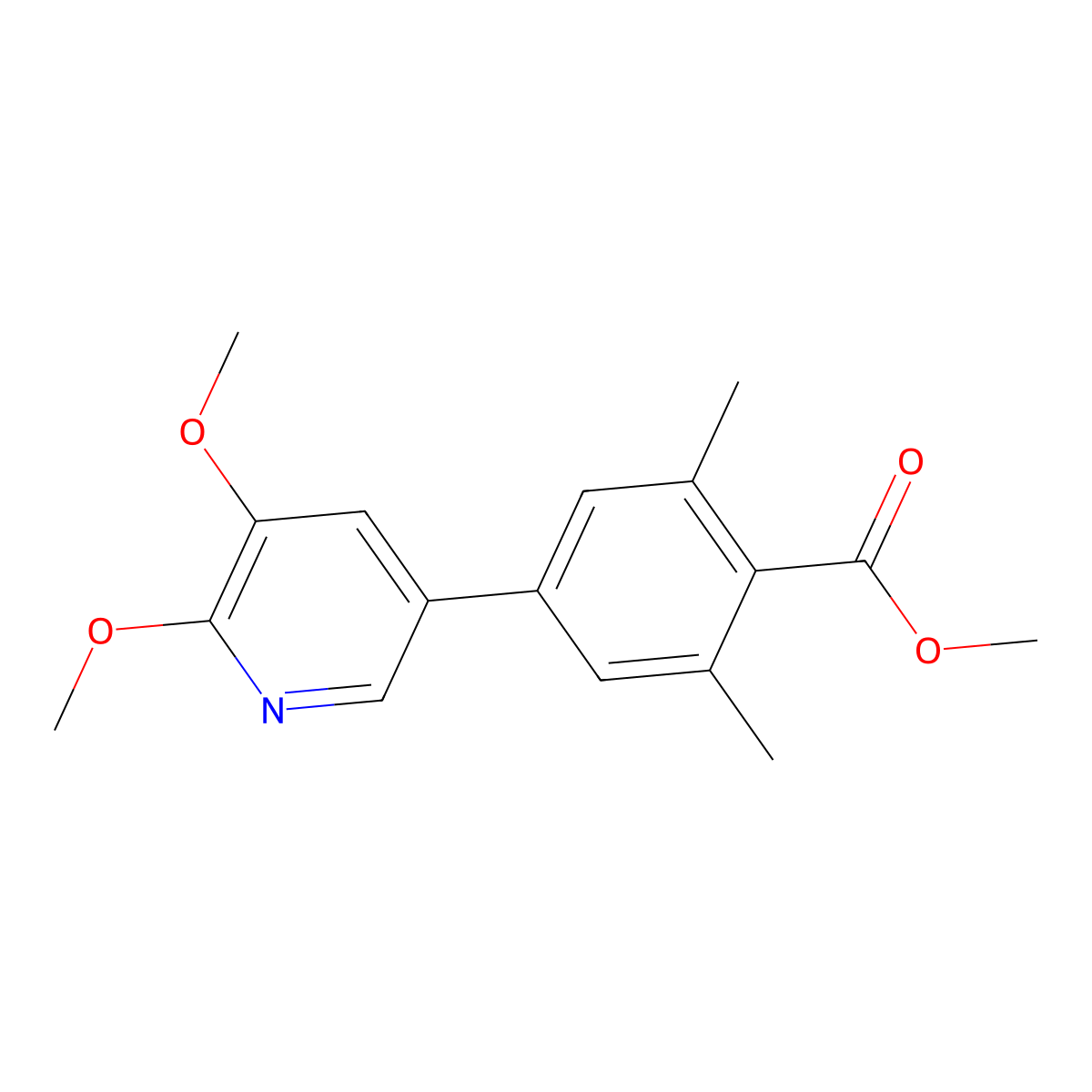 Methyl 4-(5,6-dimethoxy-3-pyridyl)-2,6-dimethylbenzoate molecular structure, CAS 1315544-58-1
