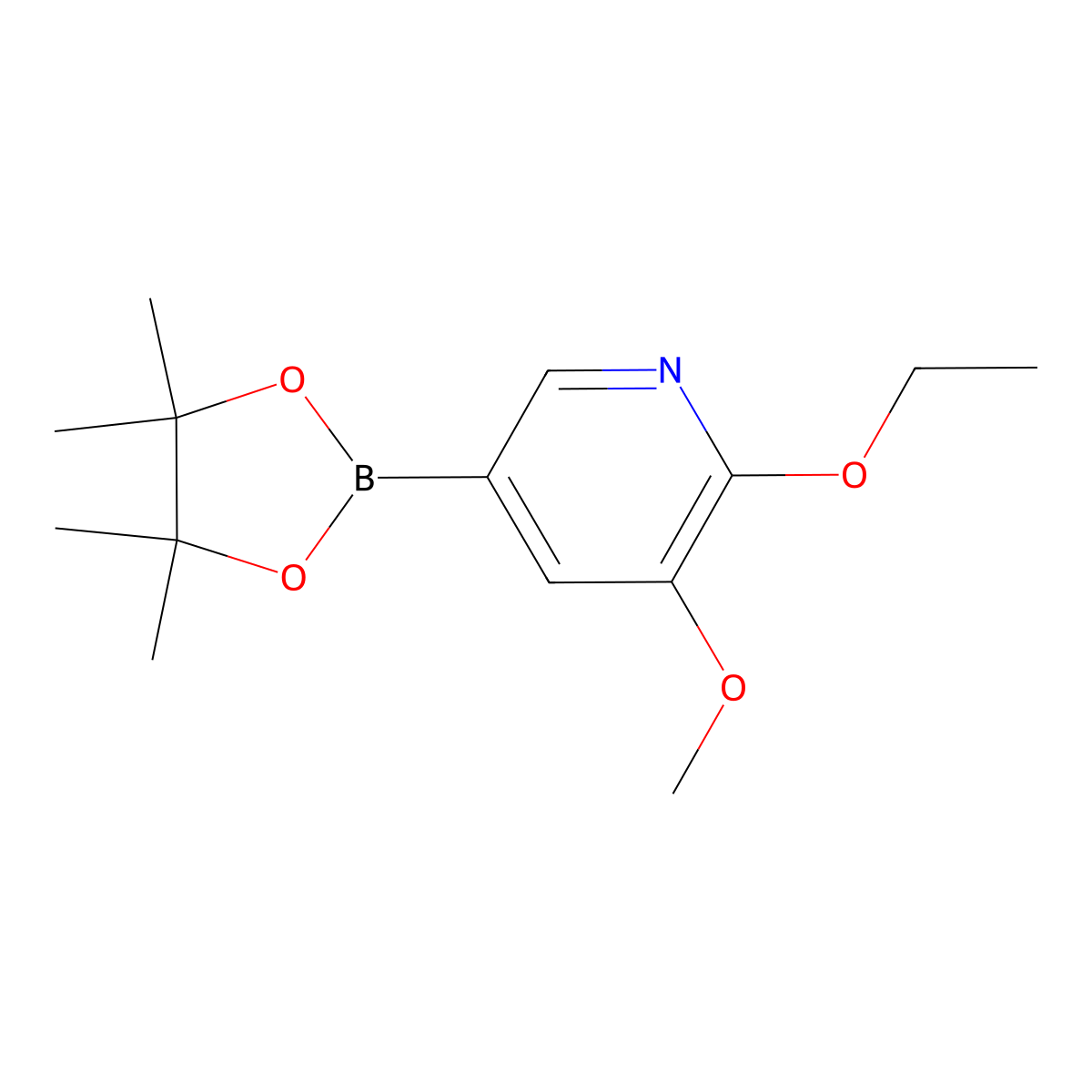 2-Ethoxy-3-methoxy-5-(4,4,5,5-tetramethyl-1,3,2-dioxaborolan-2-yl)pyridine molecular structure, CAS 1315545-02-8