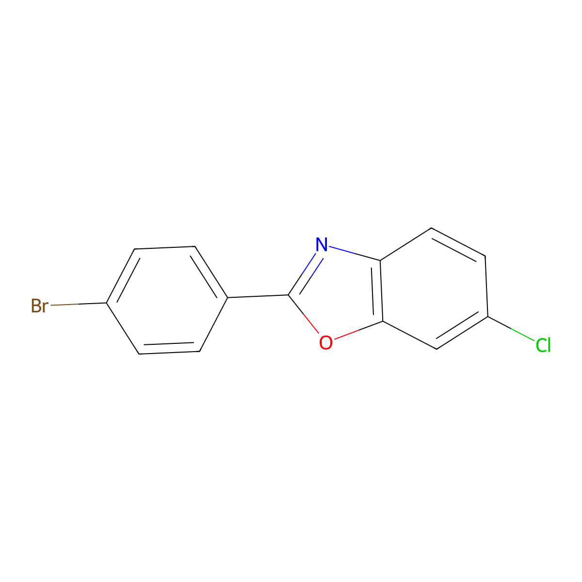 2-(4-Bromophenyl)-6-chloro-1,3-benzoxazole molecular structure, CAS 1315571-18-6