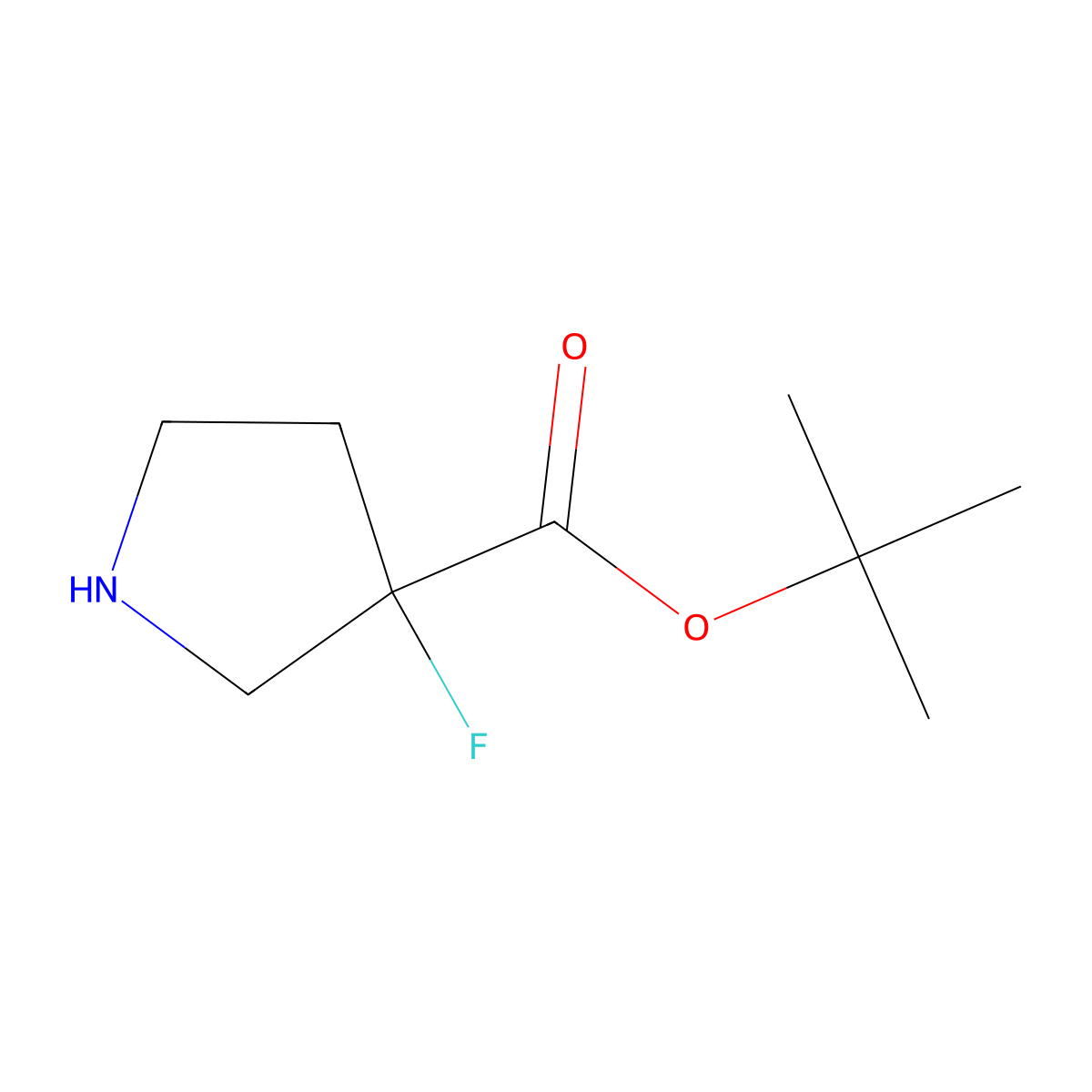 Tert-butyl 3-fluoropyrrolidine-3-carboxylate molecular structure, CAS 1315591-03-7