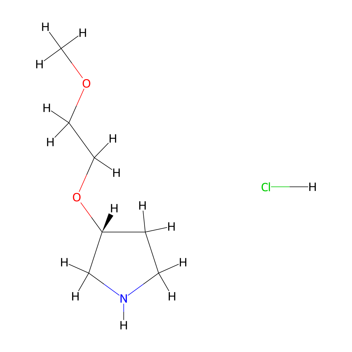 (3R)-3-(2-methoxyethoxy)pyrrolidine hydrochloride molecular structure, CAS 1315591-34-4
