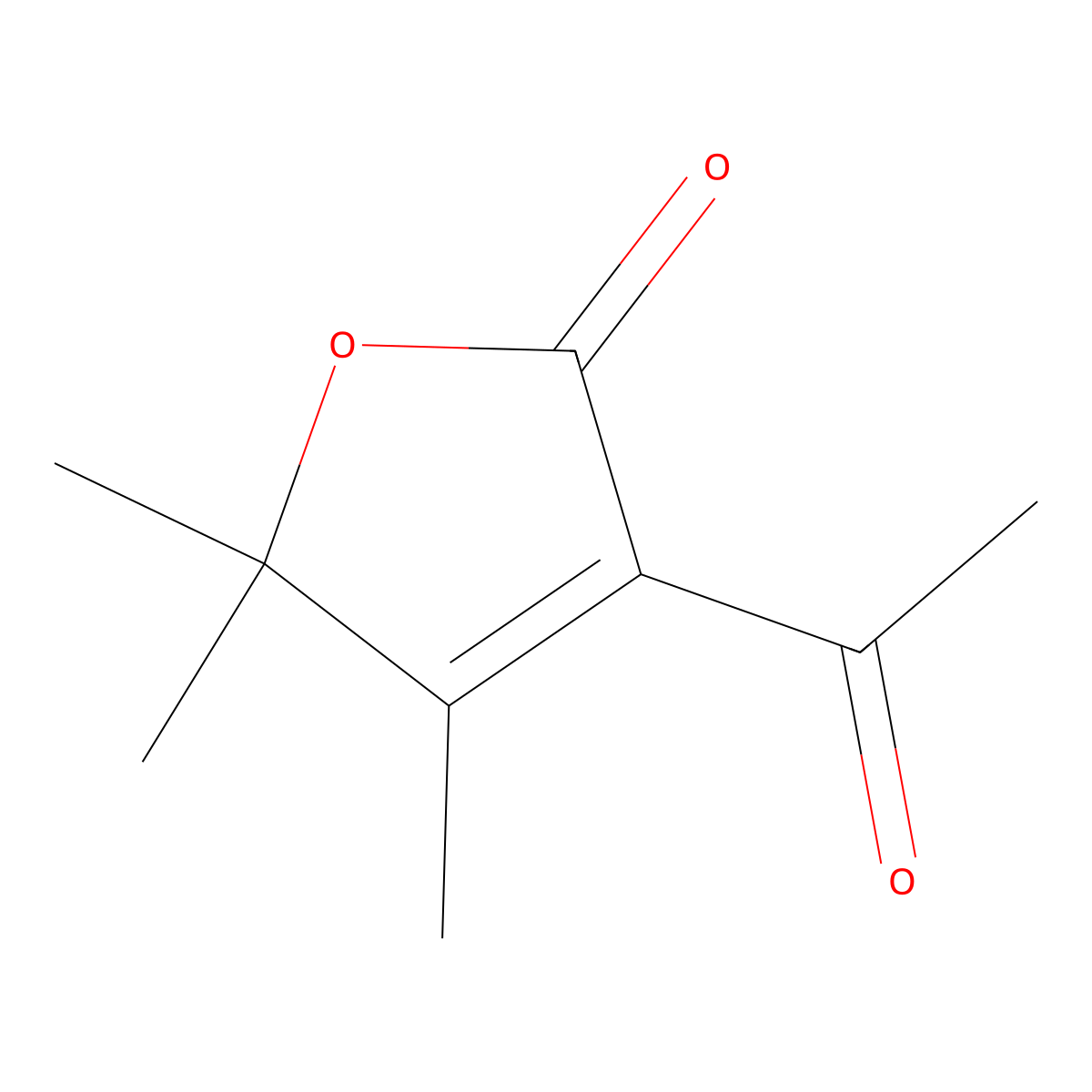 2(5H)-Furanone, 3-acetyl-4,5,5-trimethyl- molecular structure, CAS 13156-10-0