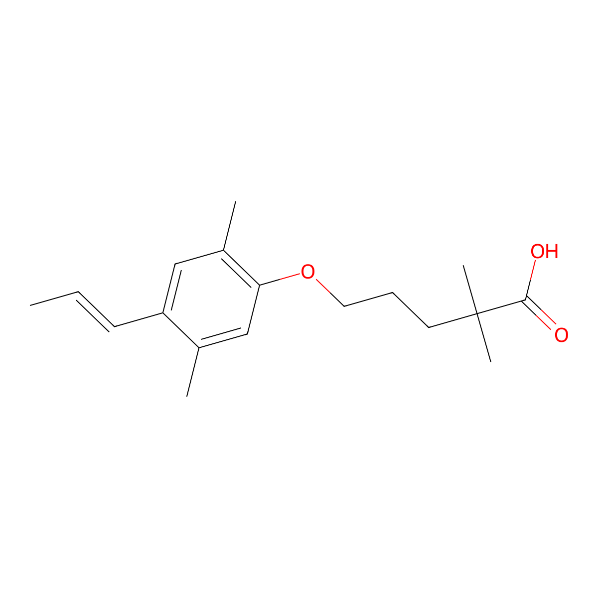 5-(2,5-Dimethyl-4-((1E)-prop-1-en-1-yl)phenoxy)-2,2-dimethylpentanoic acid molecular structure, CAS 1315604-10-4