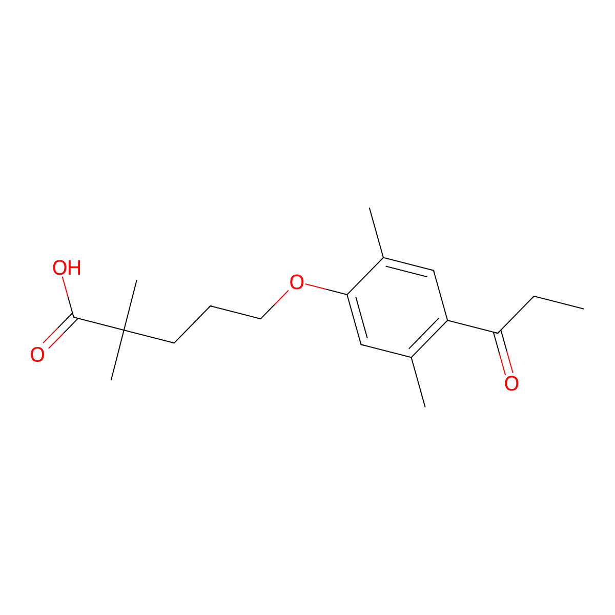 5-(2,5-Dimethyl-4-propanoylphenoxy)-2,2-dimethylpentanoic acid molecular structure, CAS 1315604-11-5