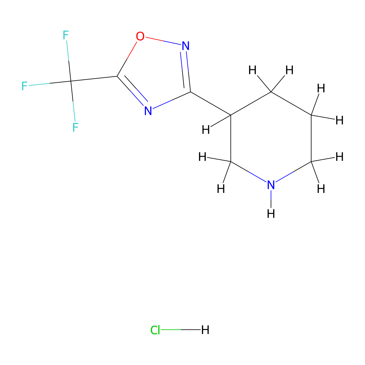 3-[5-(Trifluoromethyl)-1,2,4-oxadiazol-3-yl]piperidine hydrochloride molecular structure, CAS 1315610-08-2