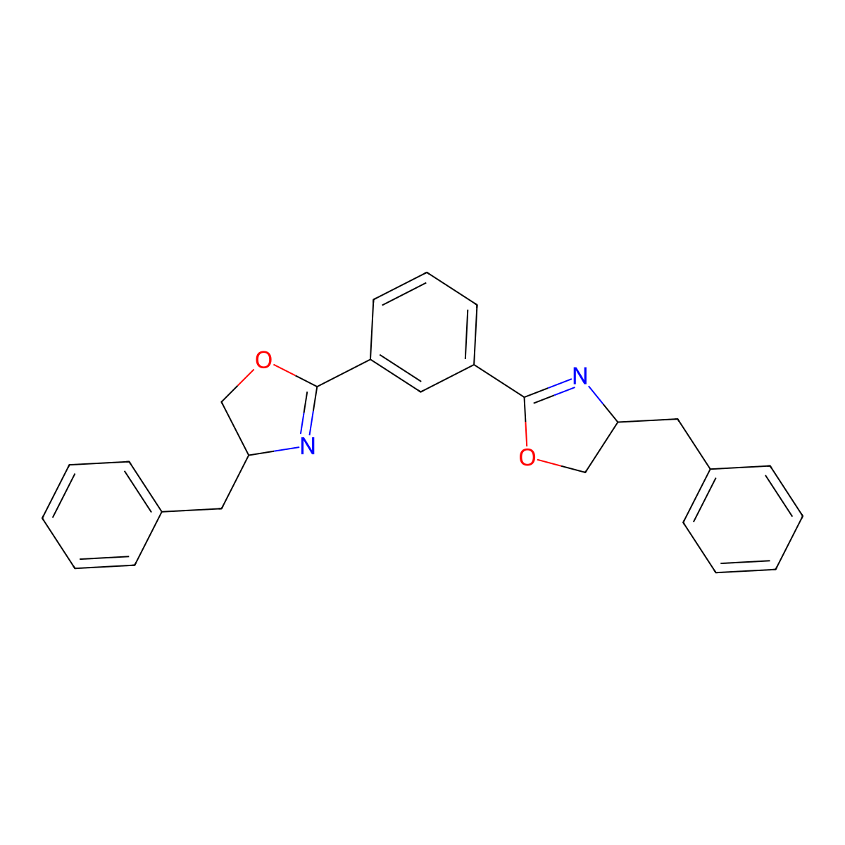1,3-Bis((R)-4-benzyl-4,5-dihydrooxazol-2-yl)benzene molecular structure, CAS 1315612-06-6