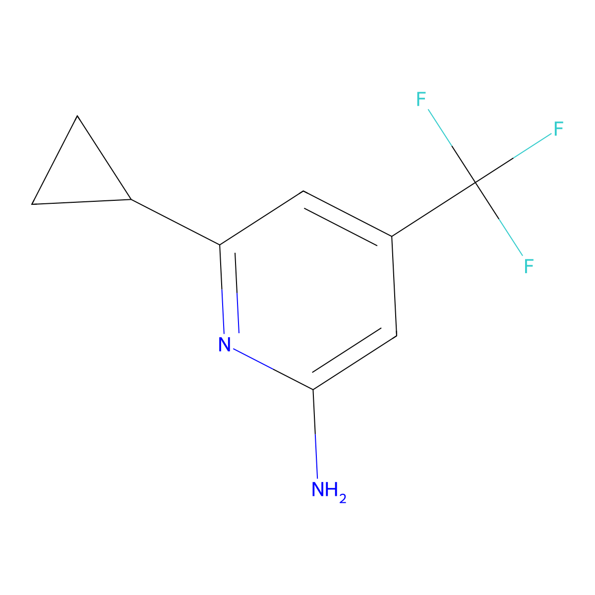 6-Cyclopropyl-4-(trifluoromethyl)pyridin-2-amine molecular structure, CAS 1315612-15-7