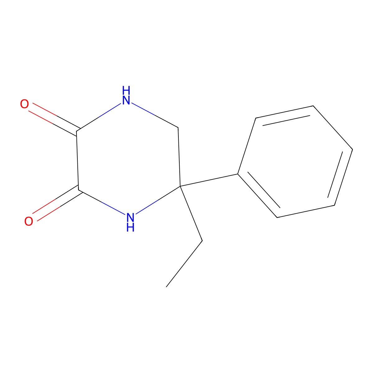 5-Ethyl-5-phenyl-2,3-piperazinedione molecular structure, CAS 13157-32-9