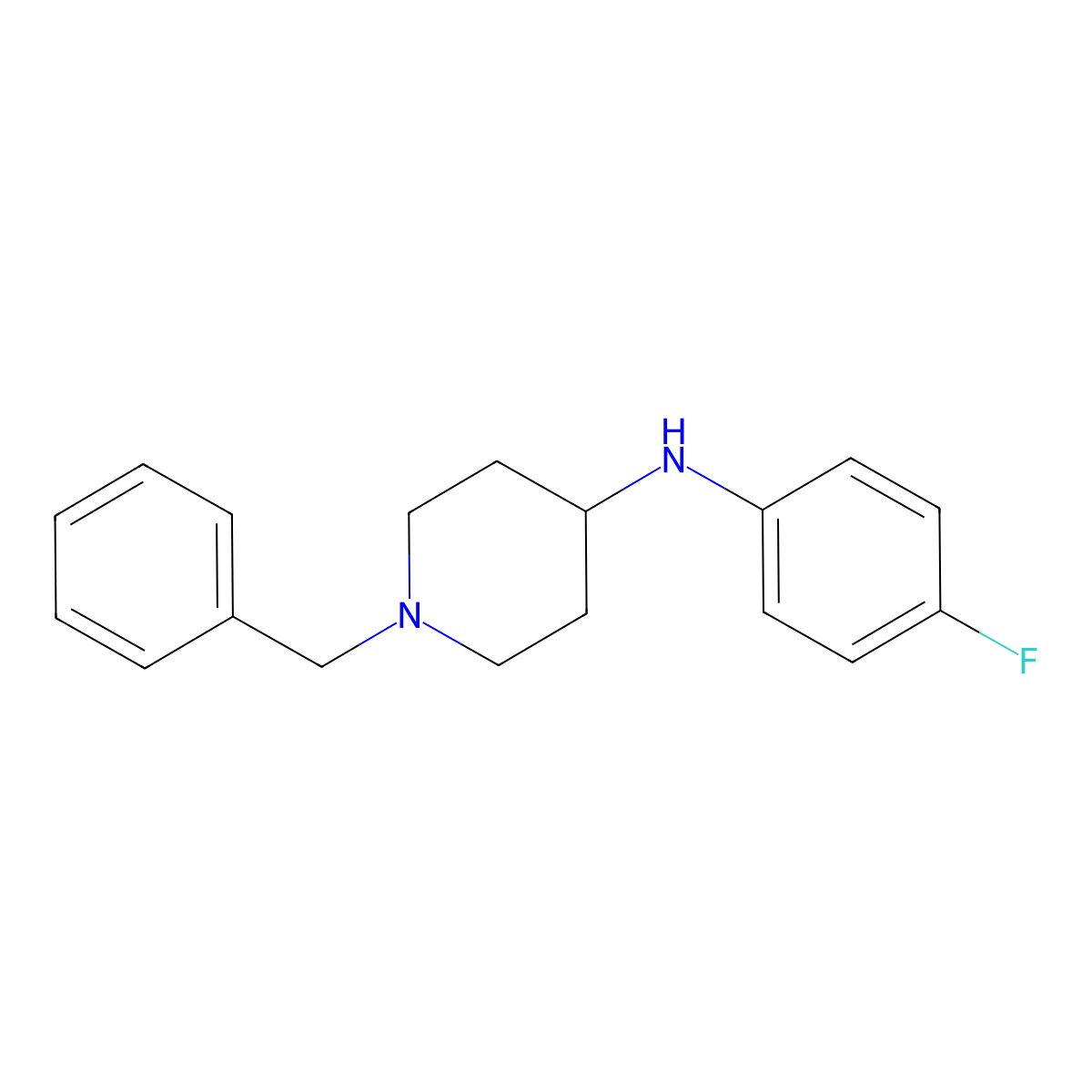 1-benzyl-N-(4-fluorophenyl)piperidin-4-amine molecular structure, CAS 131587-27-4