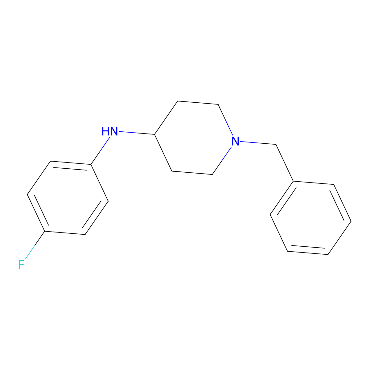 1-benzyl-N-(4-fluorophenyl)piperidin-4-amine molecular structure, CAS 131587-27-4