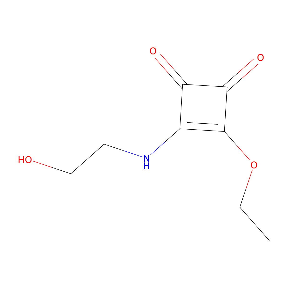 3-Ethoxy-4-[(2-hydroxyethyl)amino]-3-cyclobuten-1,2-dione molecular structure, CAS 131588-93-7