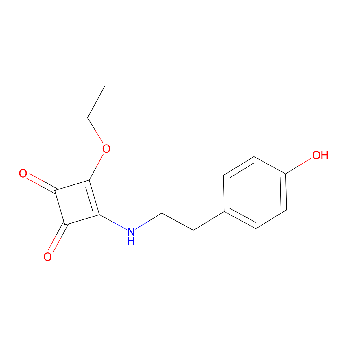 3-Ethoxy-4-[2-(4-hydroxyphenyl)ethylamino]-3-cyclobutene-1,2-dione molecular structure, CAS 131588-95-9