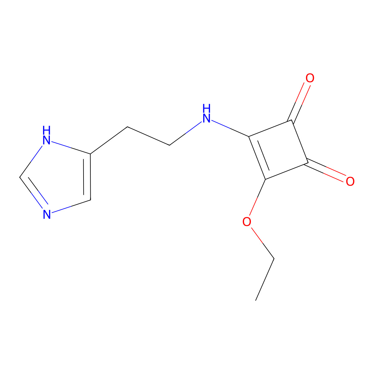3-Ethoxy-4-[2-(5-imidazolyl) ethylamino]-3-cyclobutene-1,2-dione molecular structure, CAS 131589-00-9
