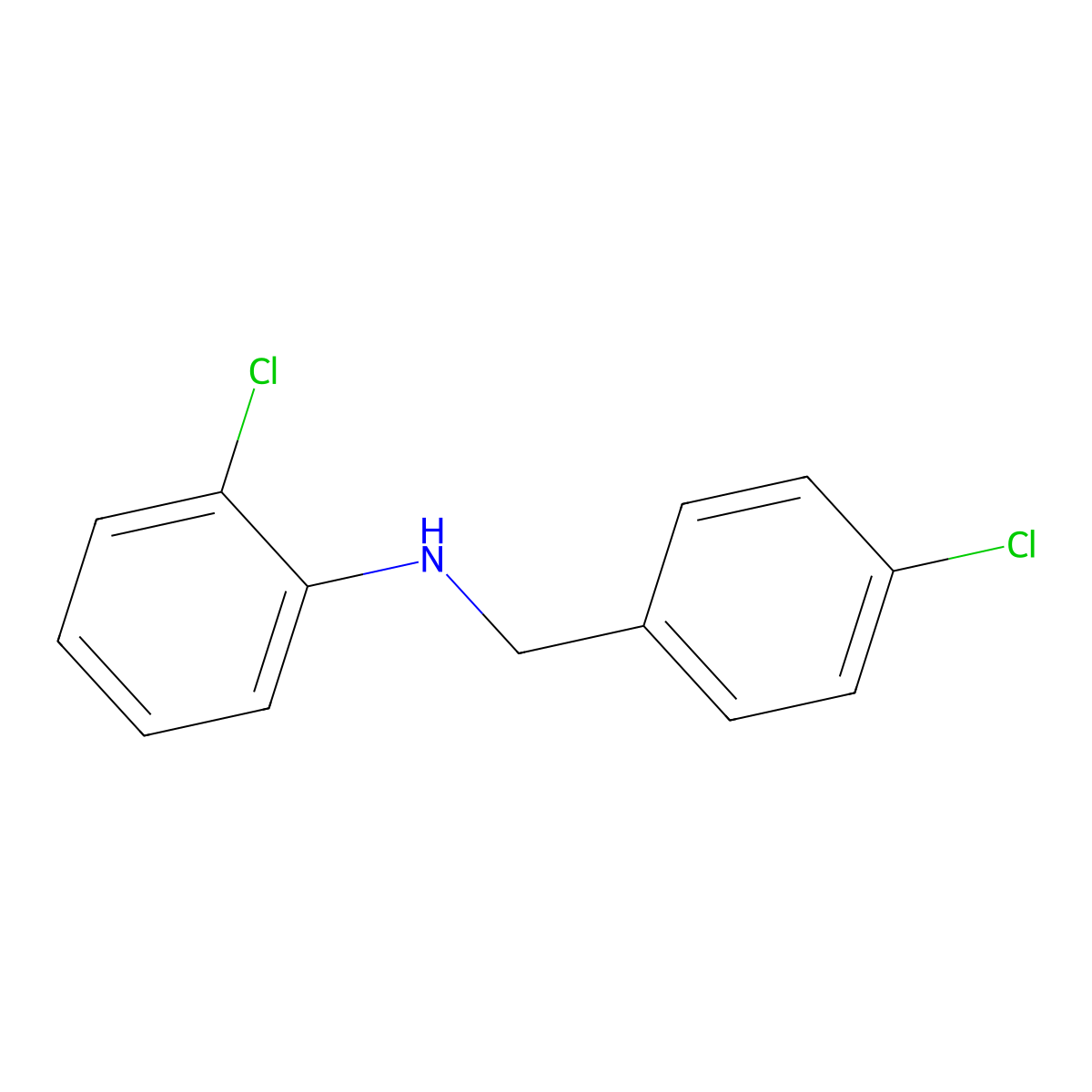 2-chloro-N-[(4-chlorophenyl)methyl]aniline molecular structure, CAS 13159-72-3