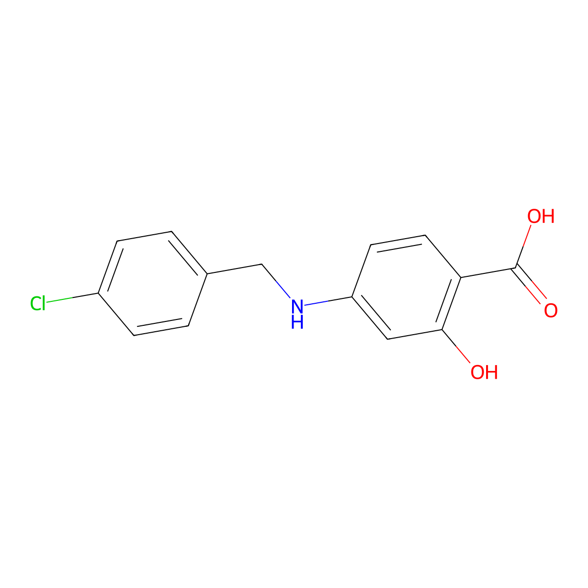 4-{[(4-Chlorophenyl)methyl]amino}-2-hydroxybenzoic acid molecular structure, CAS 13159-79-0