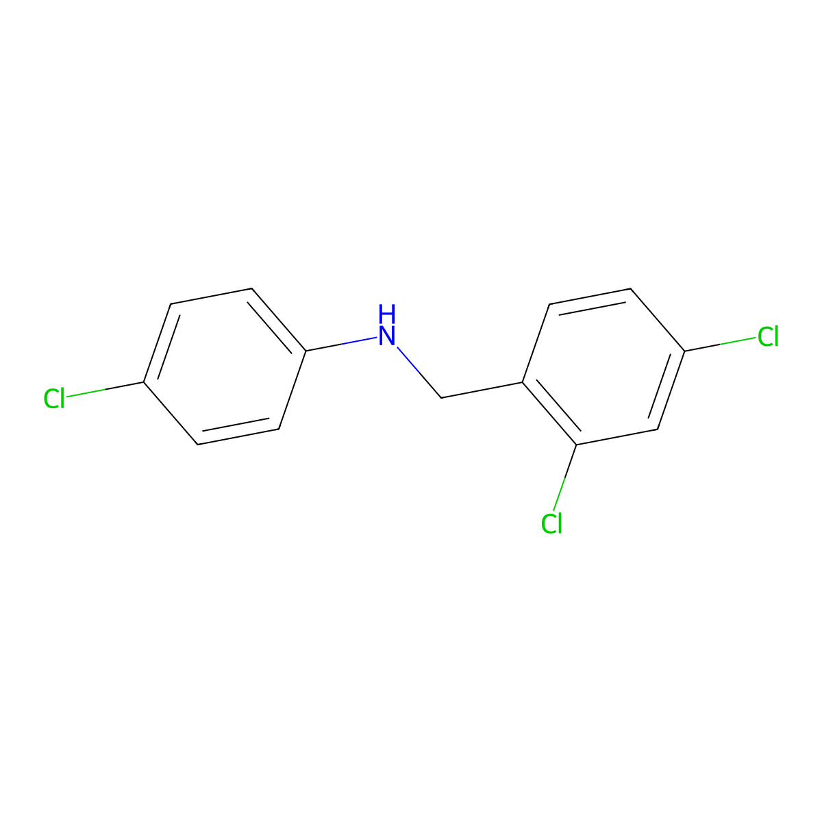 2,4-Dichloro-N-(4-chlorophenyl)benzenemethanamine molecular structure, CAS 13159-89-2